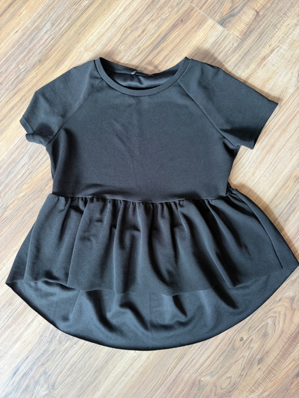 Black Peplum Short Sleeve Top